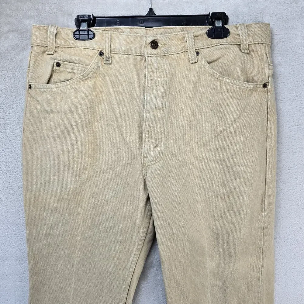 Vintage Orange Tab Levis 517 Jeans Mens 36x30 Bootcut Beige USA Cowboy 80s 1982